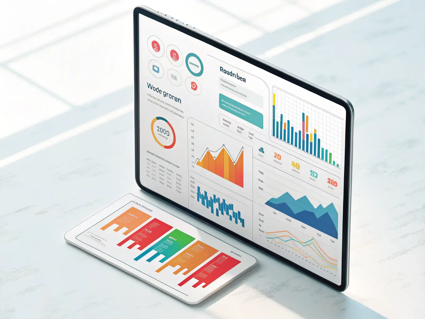 A digital illustration depicting the Grus Drinks proprietary software tools, showcasing data analytics and market insights. The illustration should convey the idea of data-driven strategies and market expansion.