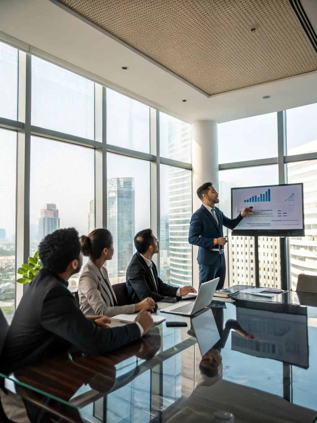 An image of a strategic distribution plan being presented, showing how Grus Drinks helps wineries expand their reach in the U.S. and Canadian markets.