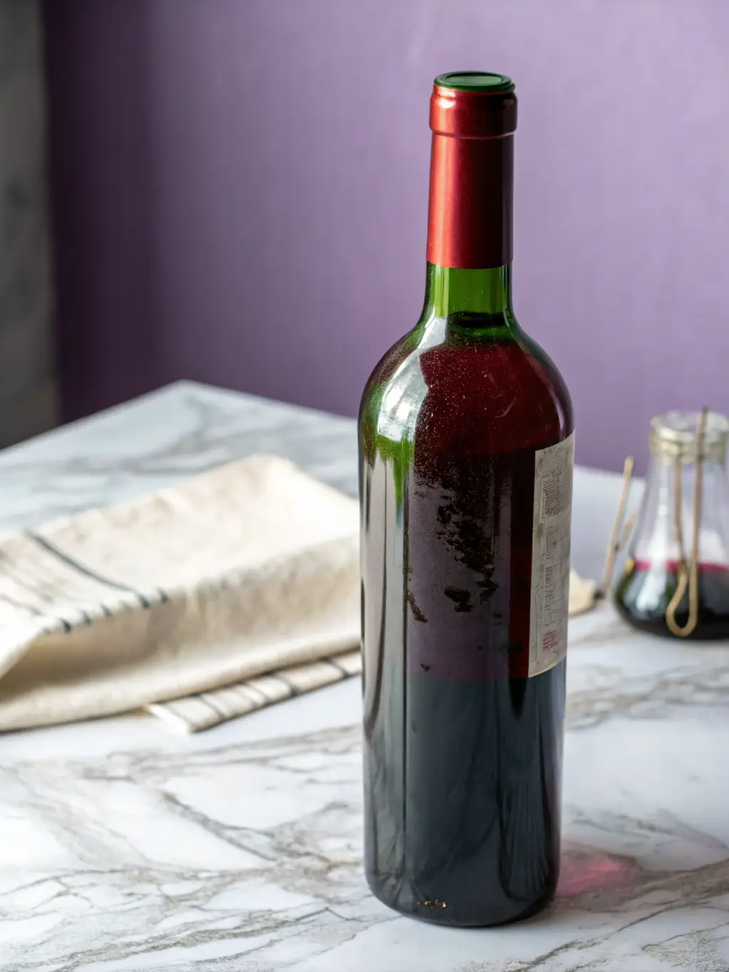 An image of a wine bottle with a newly designed label and branding elements, showcasing Grus Drinks' brand building services.